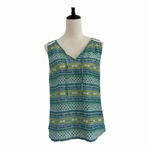 Kuhl Flora Tank Top Womens Medium Green Organic Cotton Silk Crochet Detail Boho